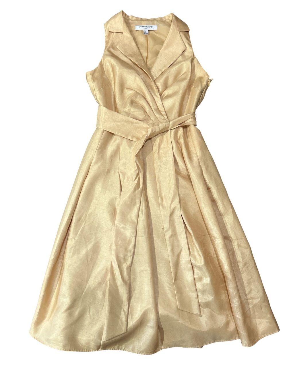 Evan Picone Butter Yellow Sleeveless Wrap Fit-and-Flare Dress sz 4